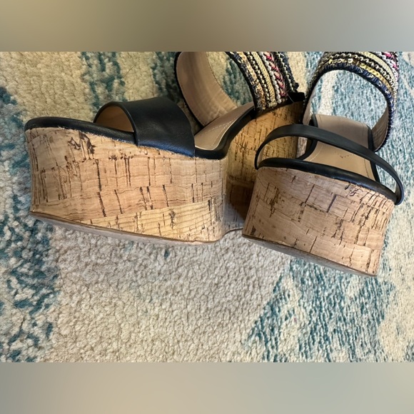 Charles David Boho Aztec Cork Wedge Sandals With Beaded Straps - Picture 6 of 6